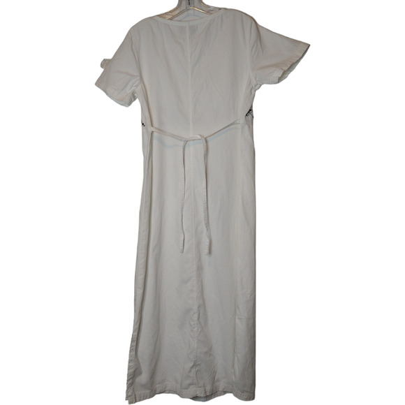 Vintage David Dart Sport White Maxi Dress Size Medium Tie Back Beach Scene - Picture 3 of 9